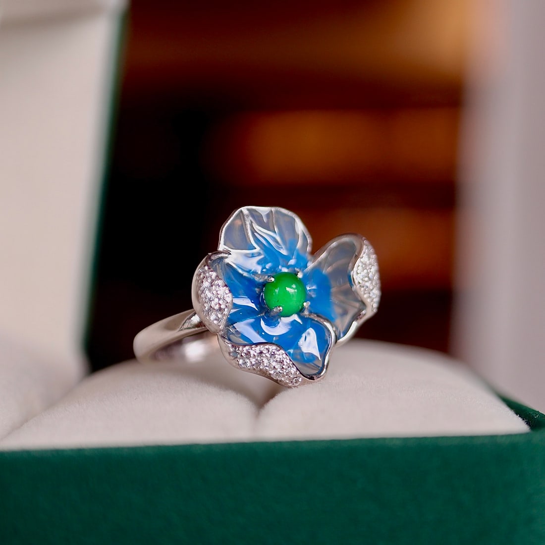 S925 Sterling Silver Inlaid Blue Fairy Ring