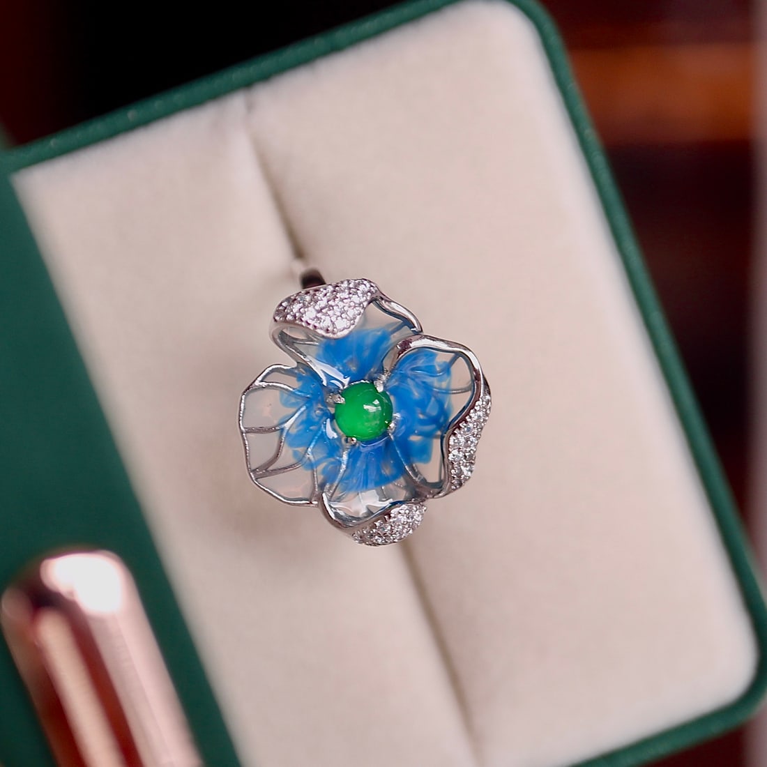 S925 Sterling Silver Inlaid Blue Fairy Ring - 3