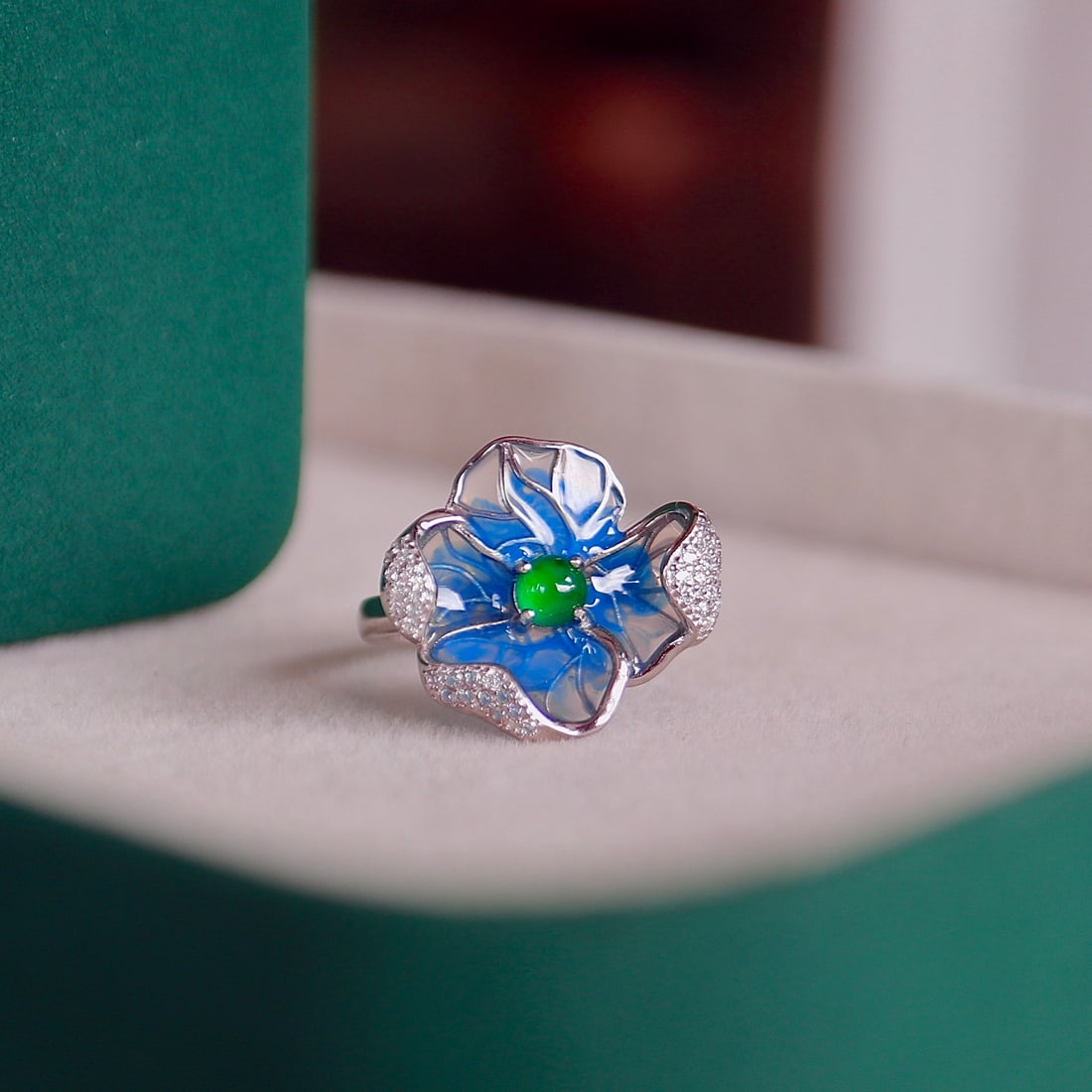 S925 Sterling Silver Inlaid Blue Fairy Ring - 4