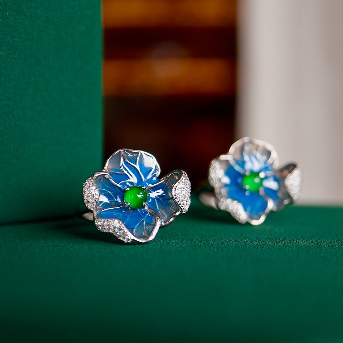 S925 Sterling Silver Inlaid Blue Fairy Ring - 5