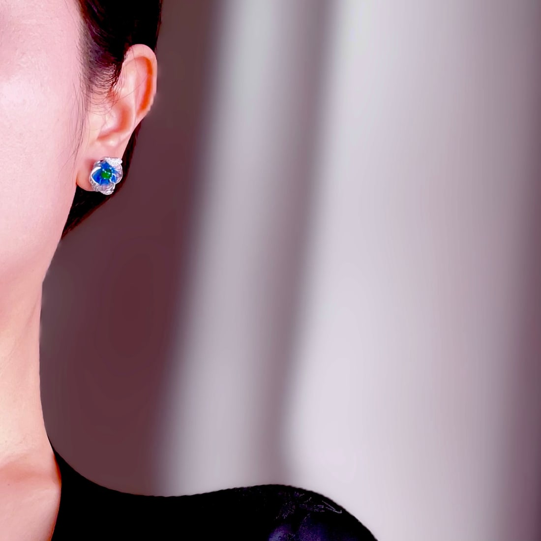 S925 Sterling Silver Earrings Inlaid with Jade - 4