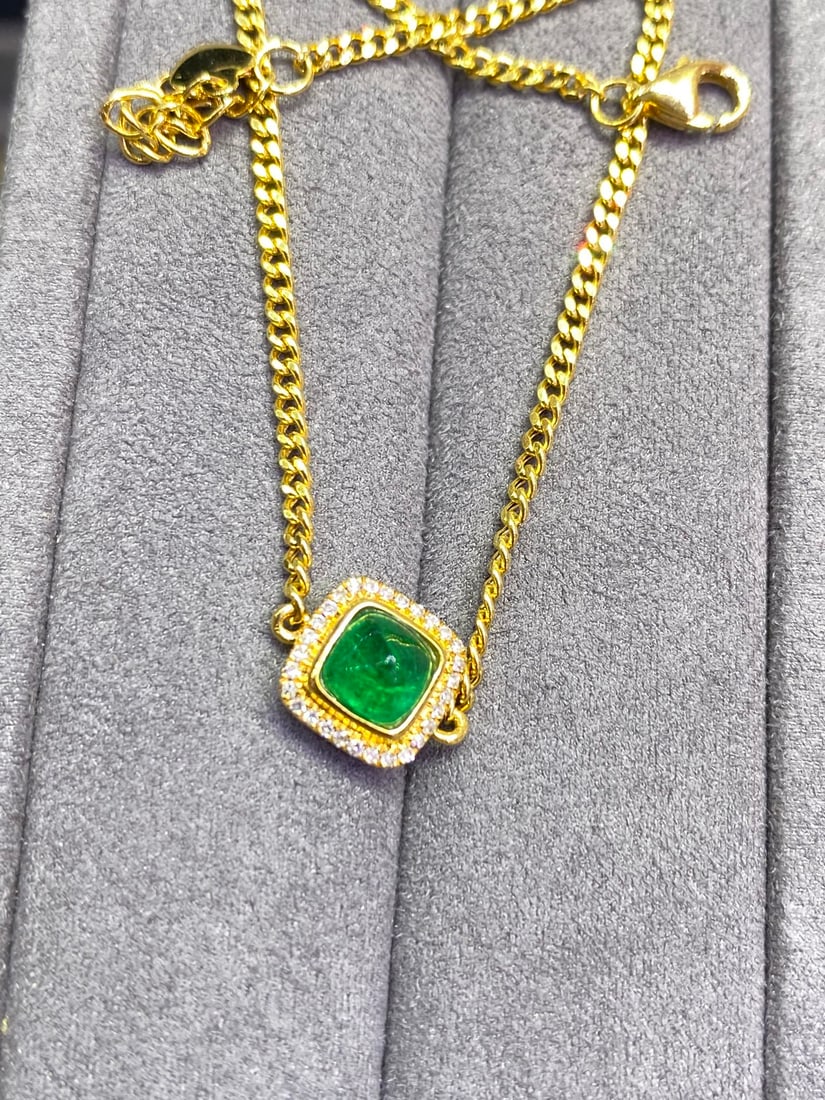 18K Gold Plated Natural Emerald Bracelet - 10