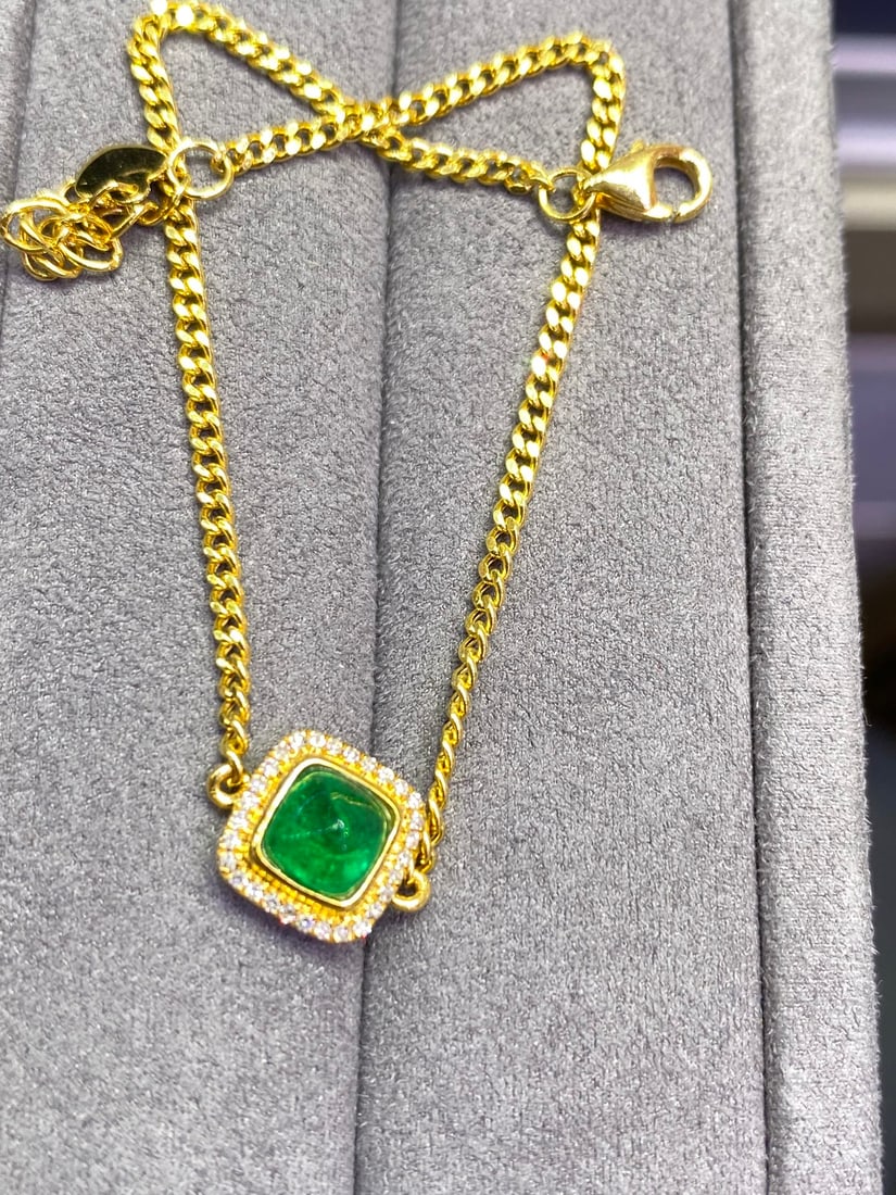 18K Gold Plated Natural Emerald Bracelet