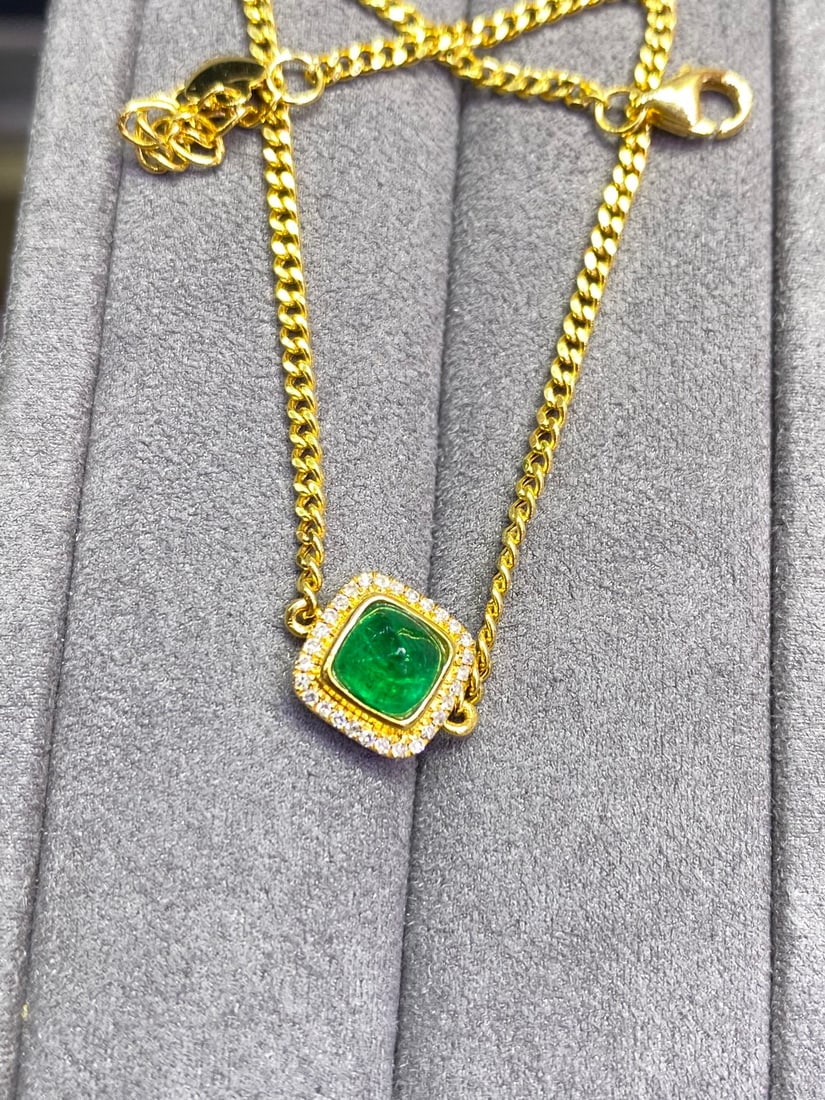 18K Gold Plated Natural Emerald Bracelet - 3