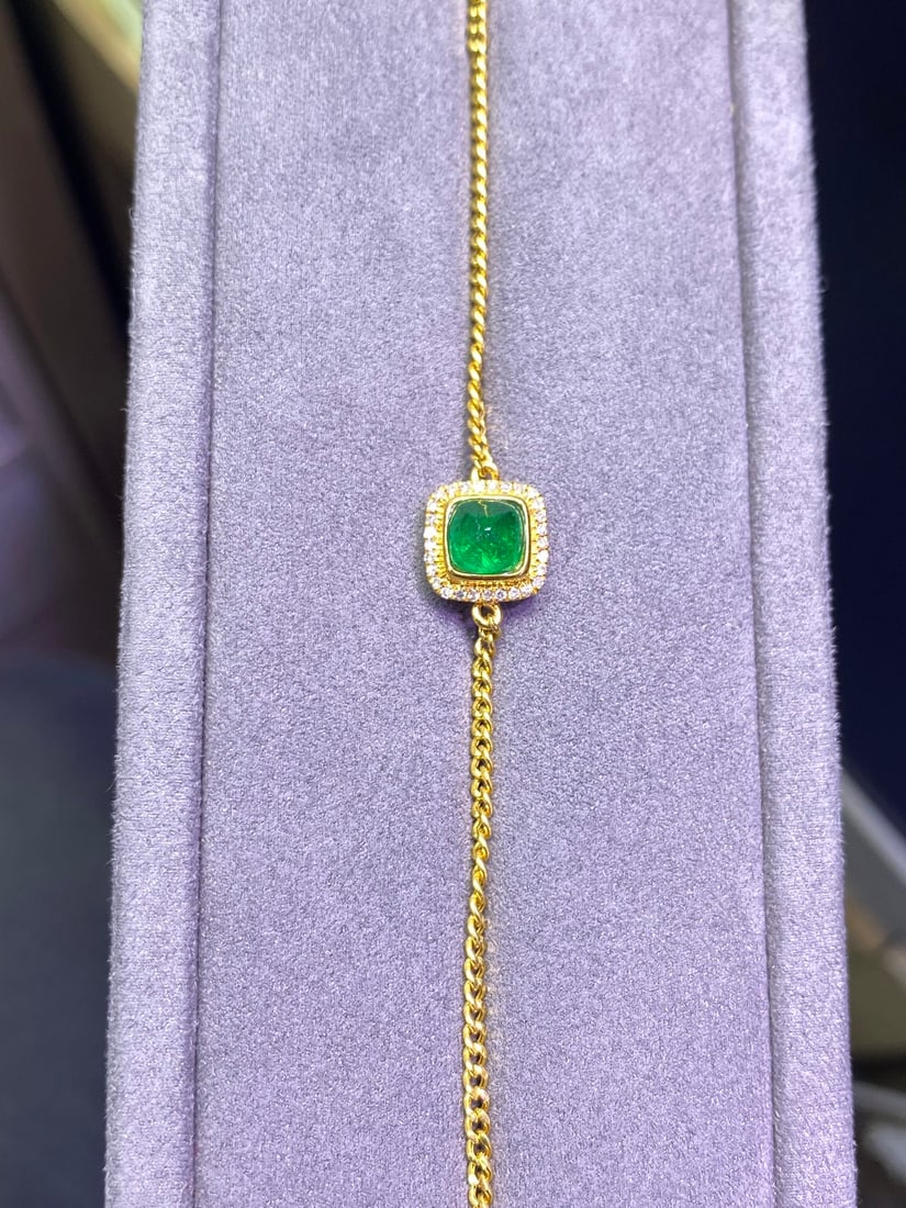 18K Gold Plated Natural Emerald Bracelet - 5
