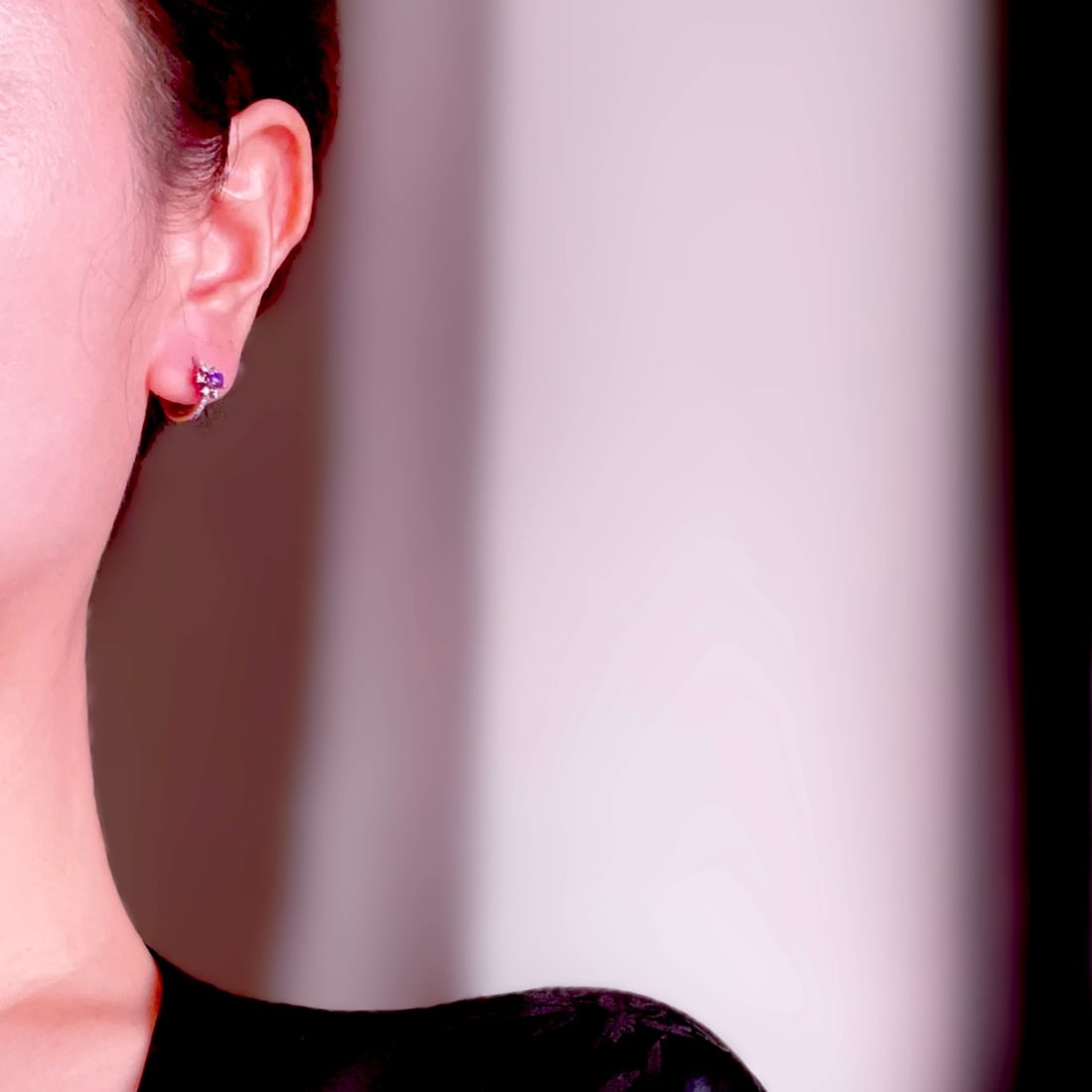 S925 Sterling Silver Inlaid Stud Earrings - 8