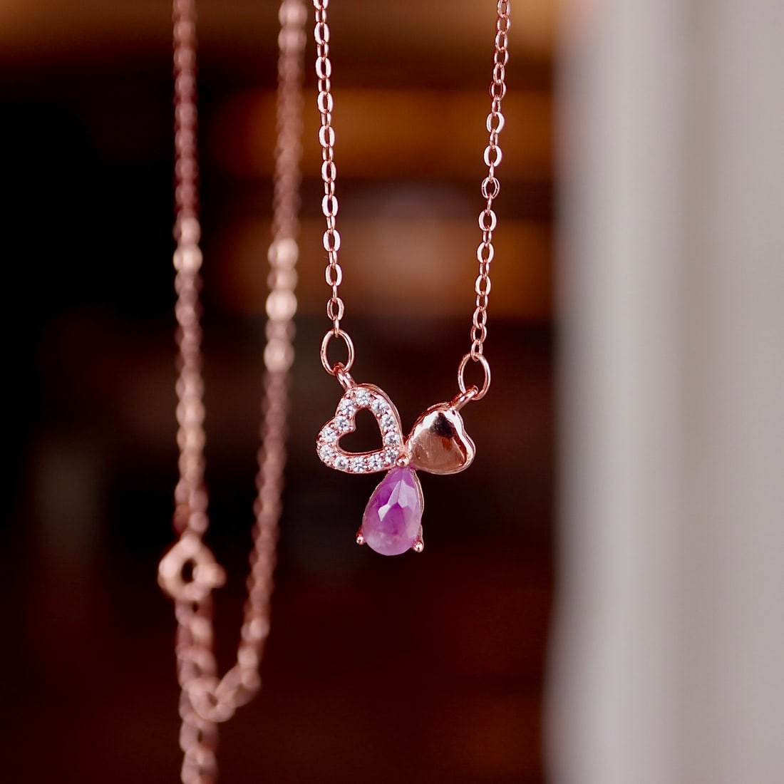 S925 Sterling Silver Rose Gold Pendant - 7