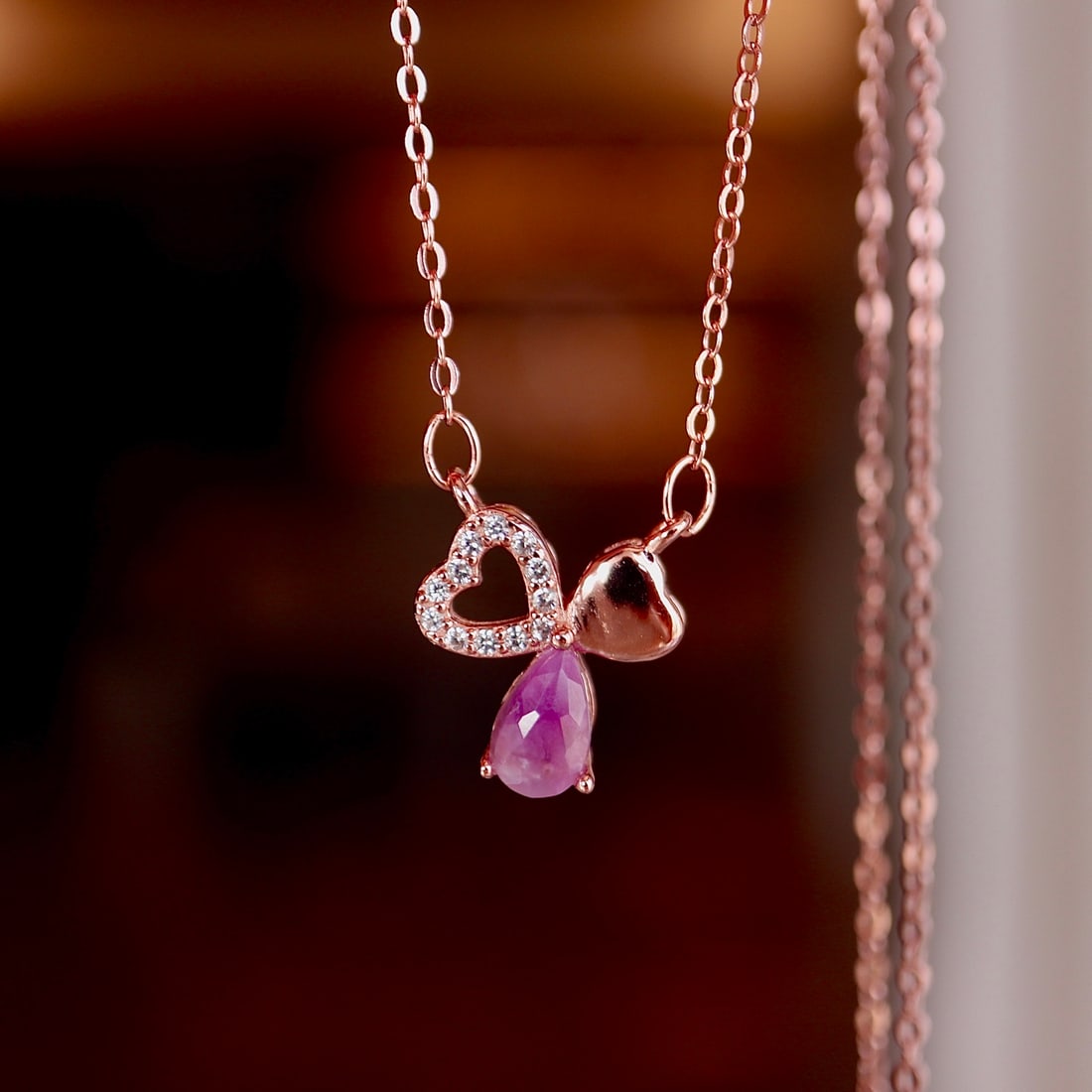 S925 Sterling Silver Rose Gold Pendant - 8