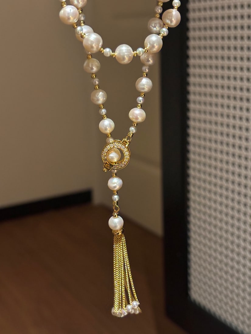 Freshwater Pearl Skirt Hem Sweater Chain - 2