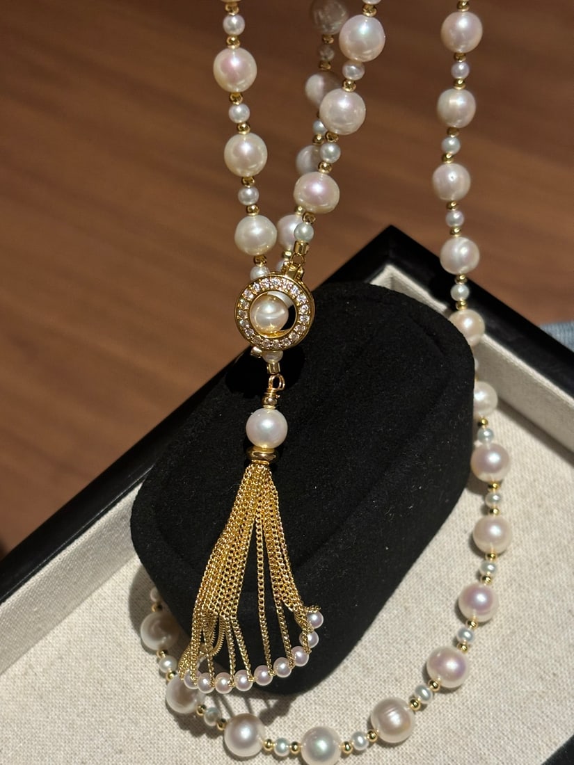 Freshwater Pearl Skirt Hem Sweater Chain - 4