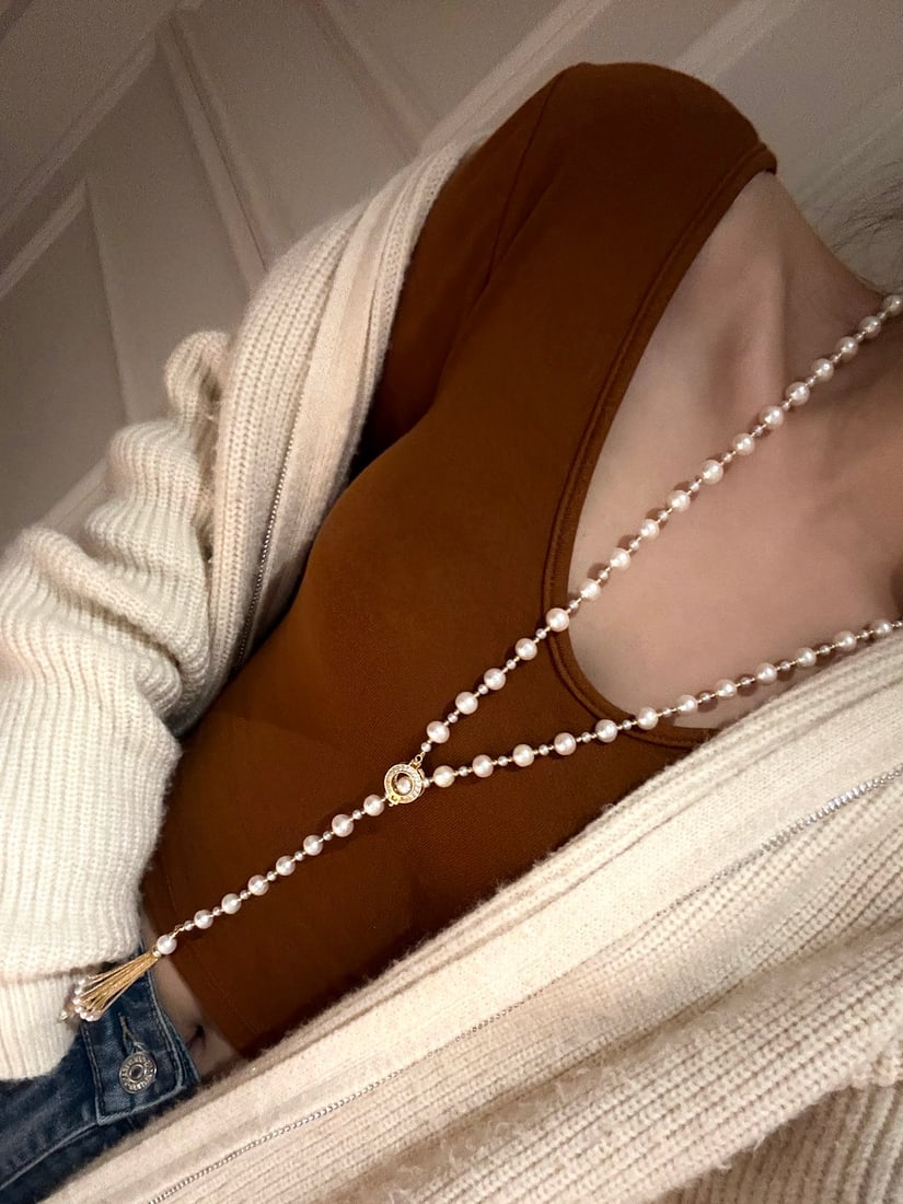 Freshwater Pearl Skirt Hem Sweater Chain - 6