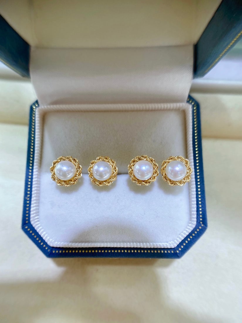 18K Gold Akoya Sea Pearl Earrings - 2