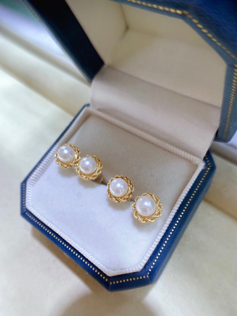 18K Gold Akoya Sea Pearl Earrings - 3
