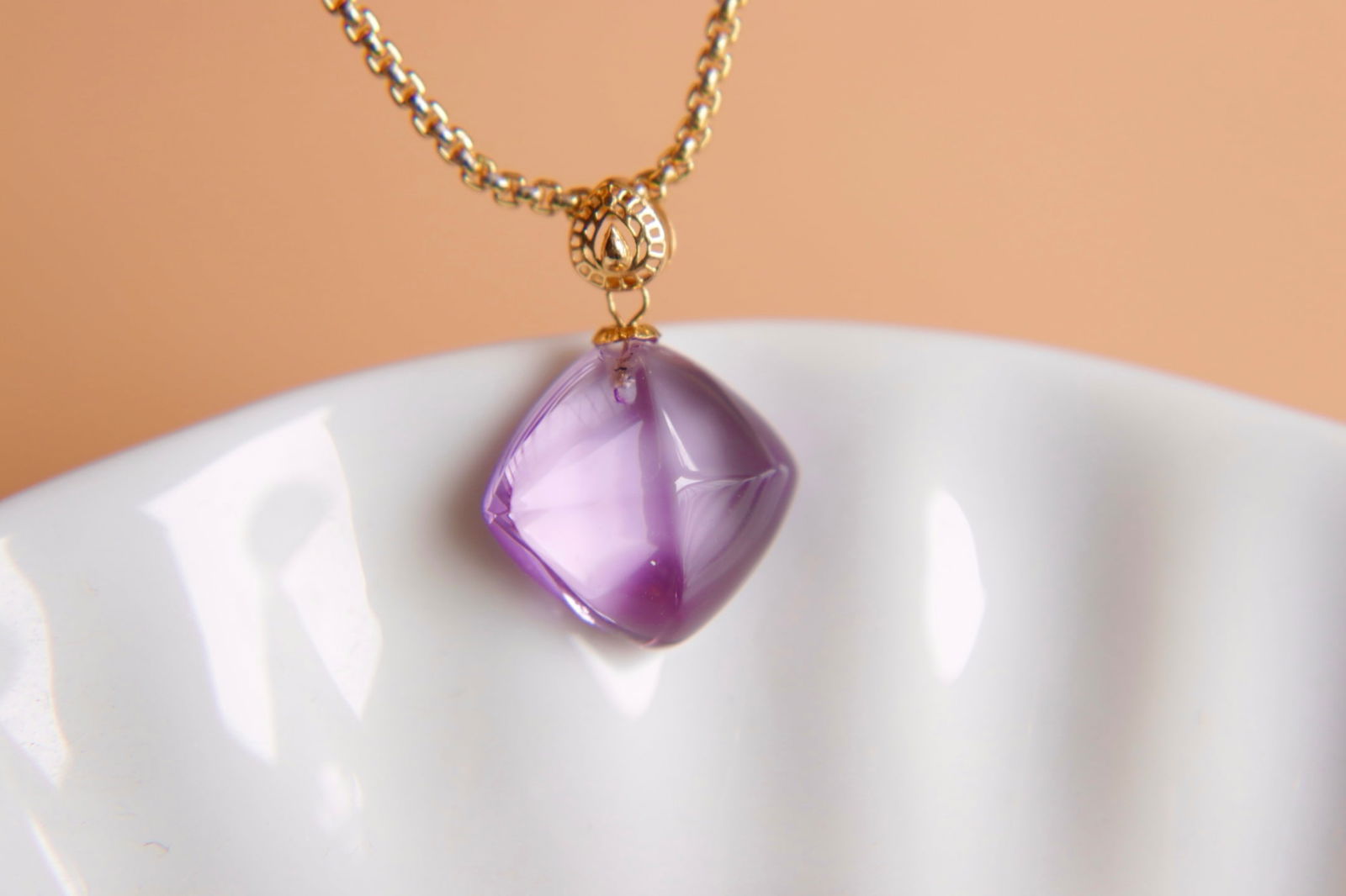 18K Gold Amethyst Pendant - 3