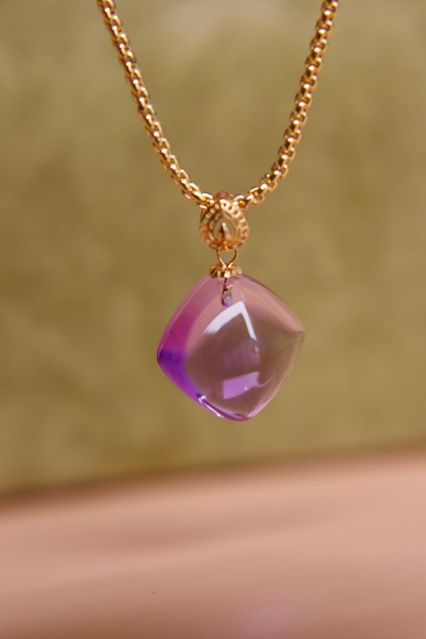 18K Gold Amethyst Pendant - 4