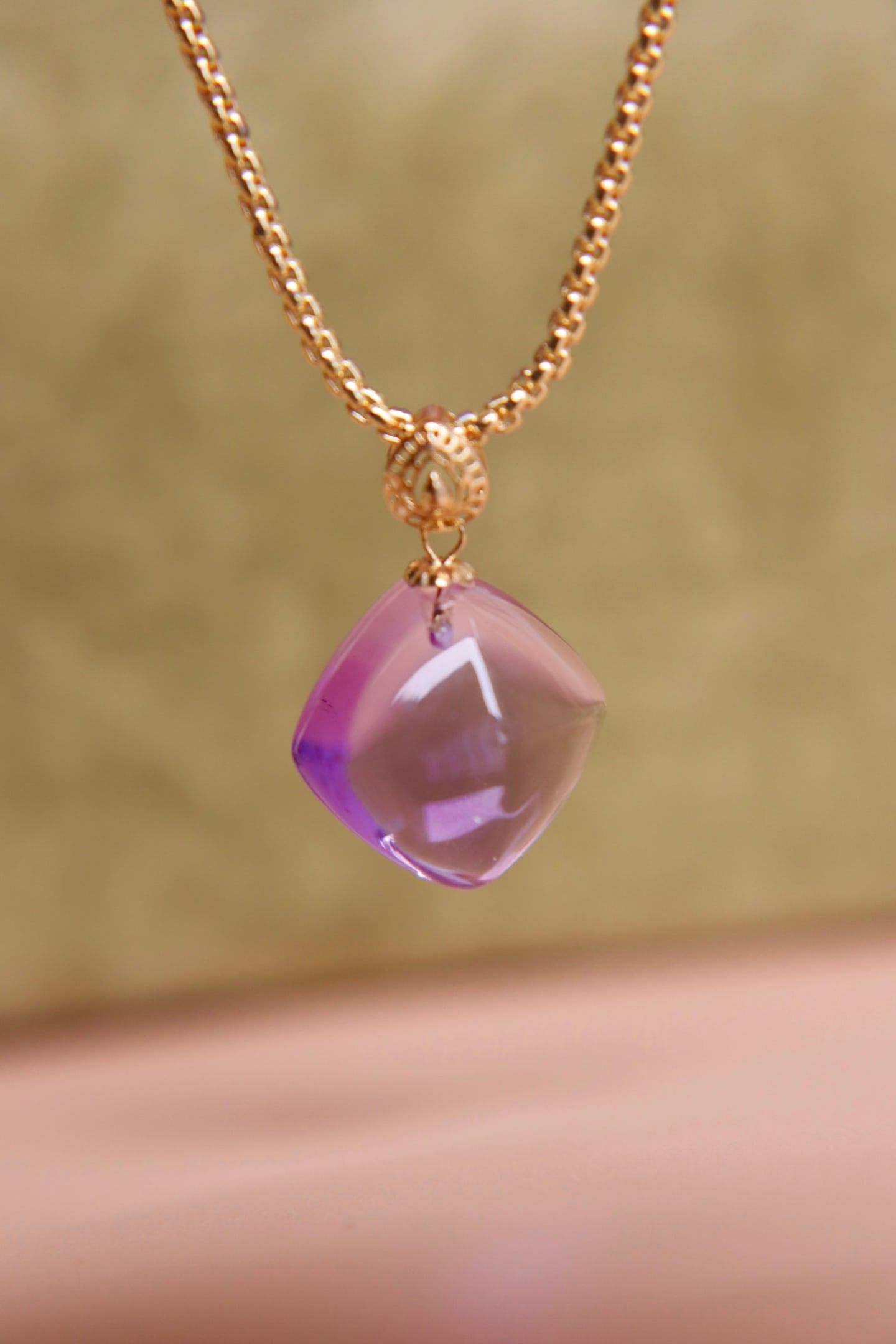 18K Gold Amethyst Pendant - 5
