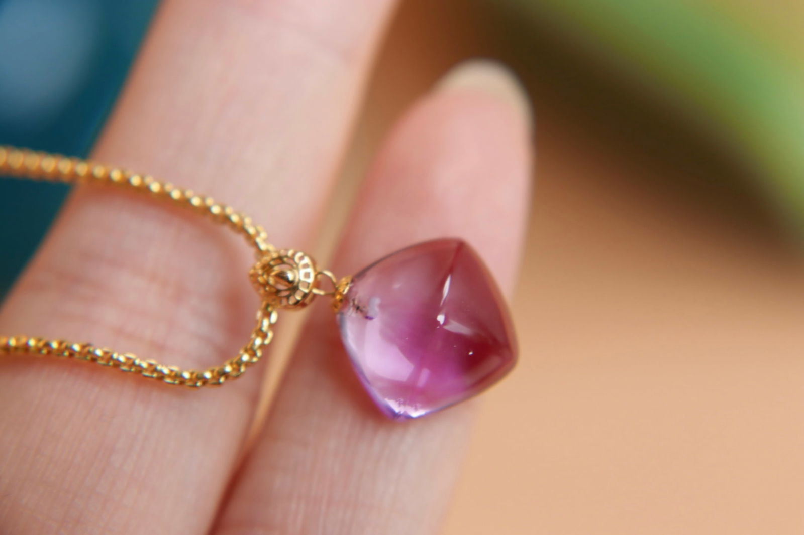 18K Gold Amethyst Pendant - 6