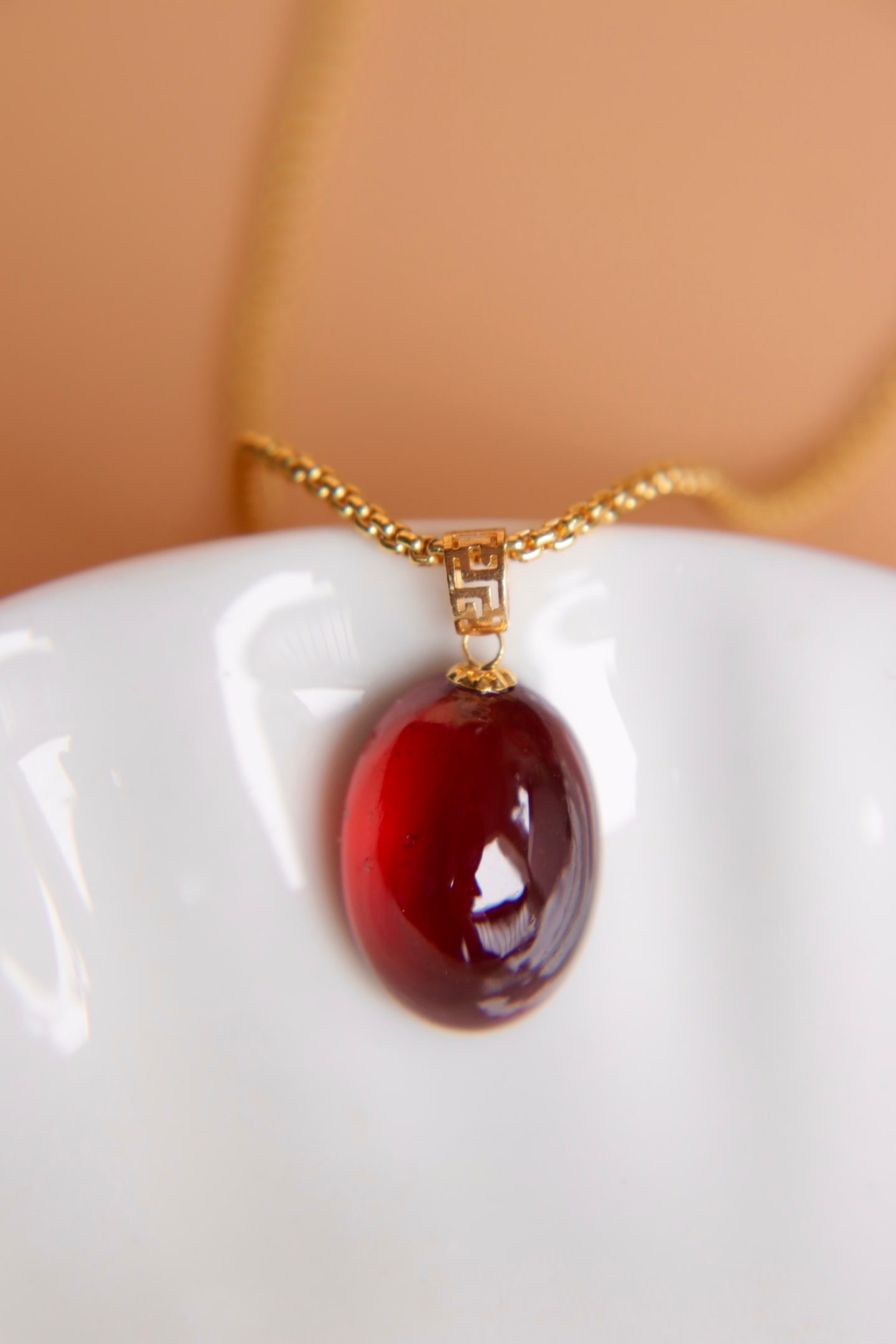 18K Gold Garnet Pendant - 3