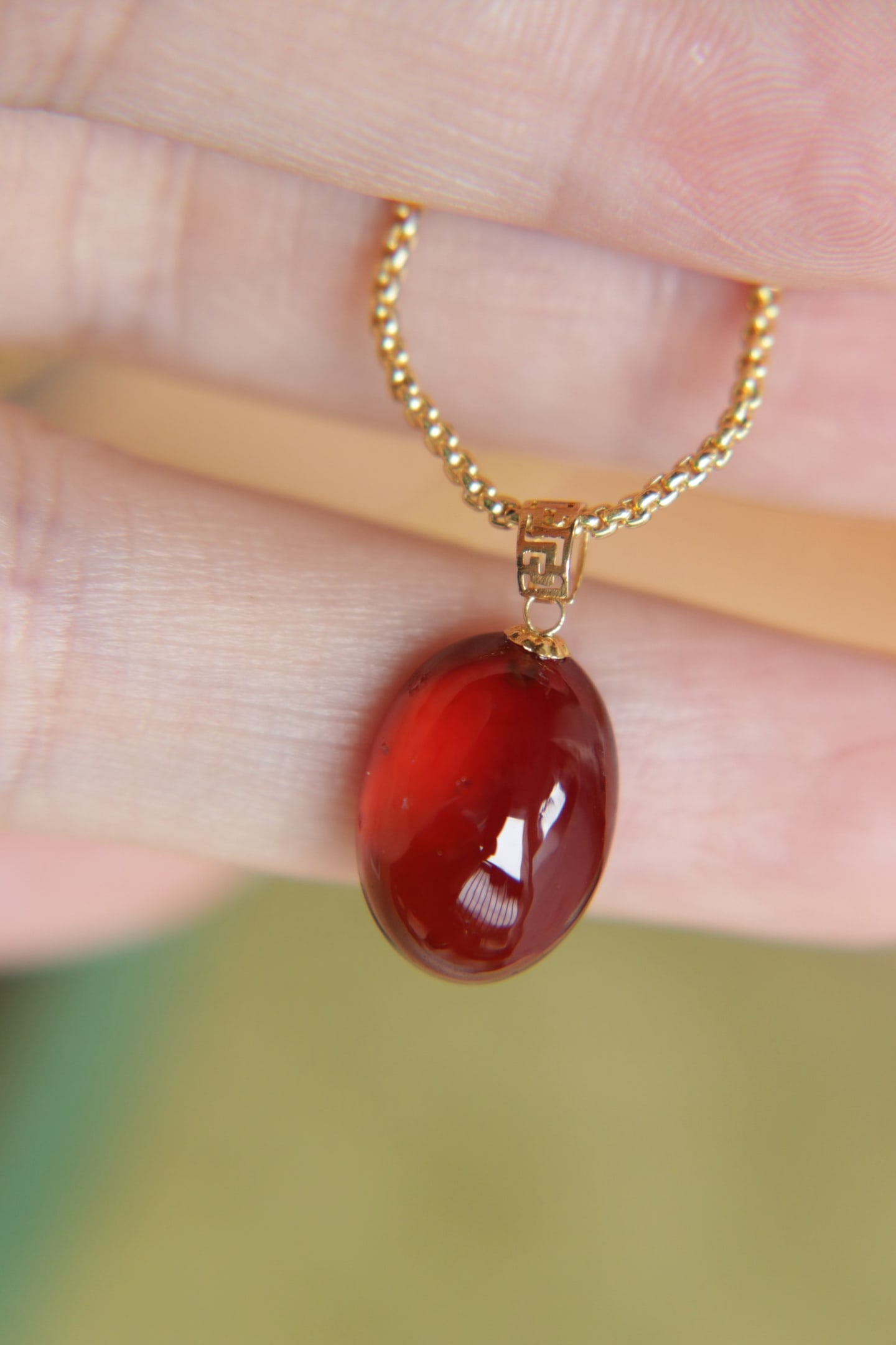 18K Gold Garnet Pendant - 6