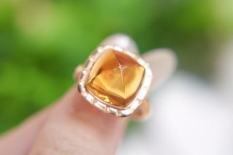 18K Gold Plated Ring with Yellow Crystal