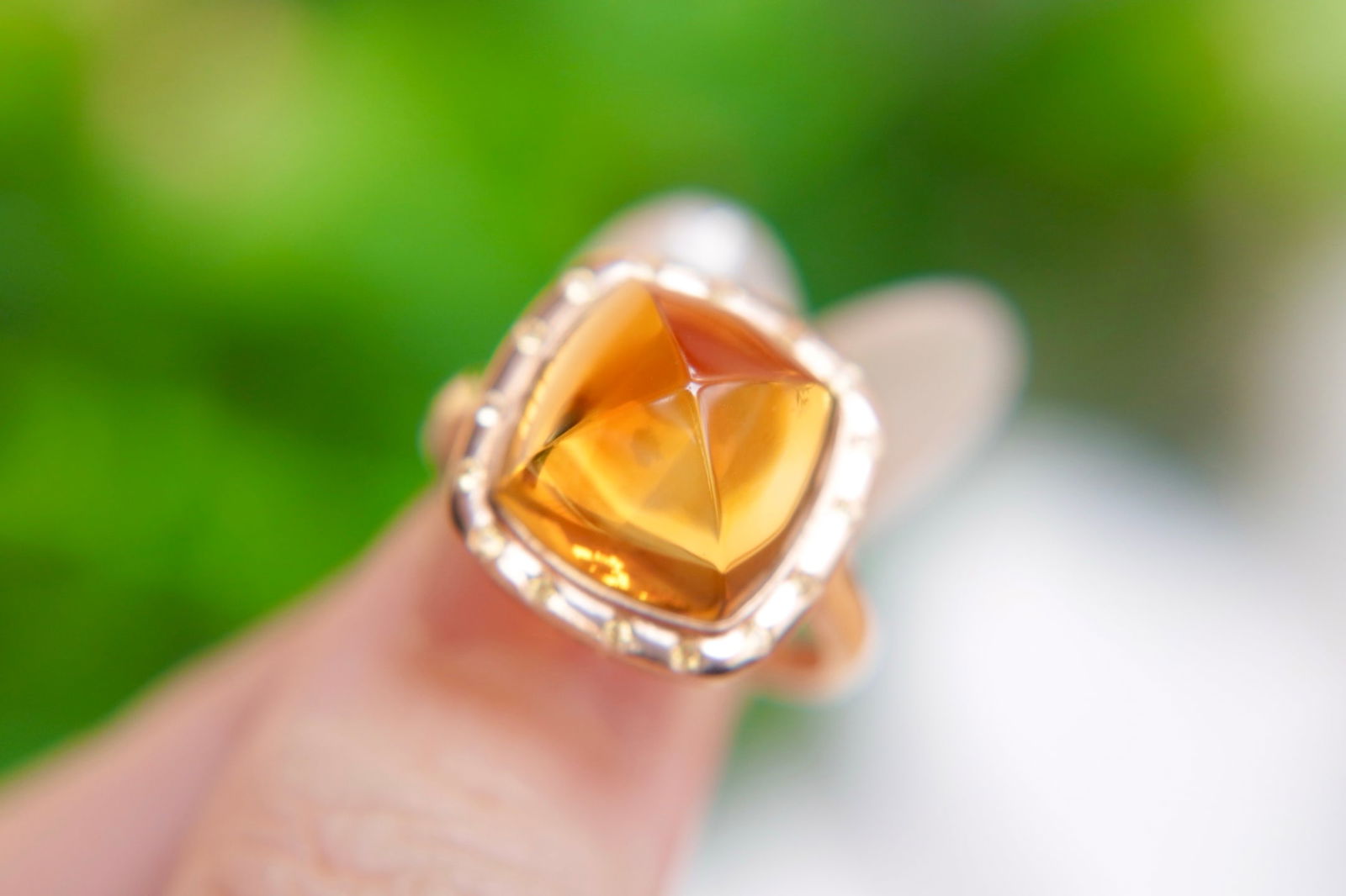 18K Gold Plated Ring with Yellow Crystal - 2