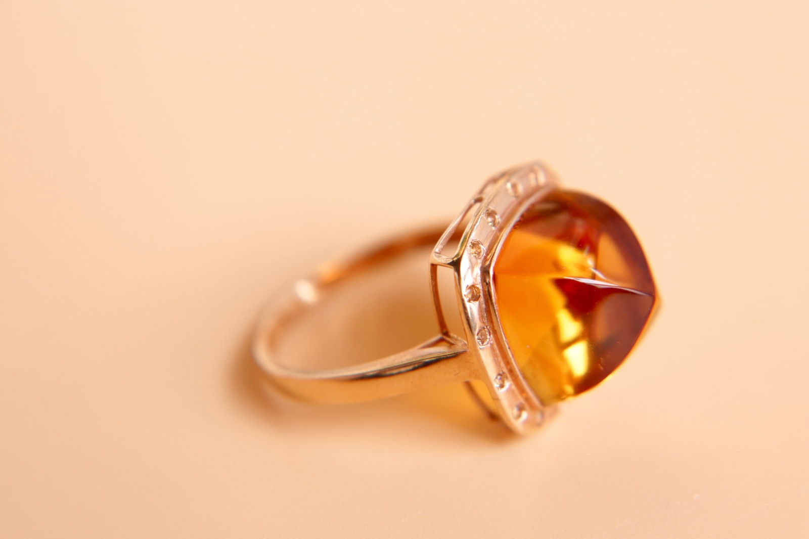 18K Gold Plated Ring with Yellow Crystal - 3