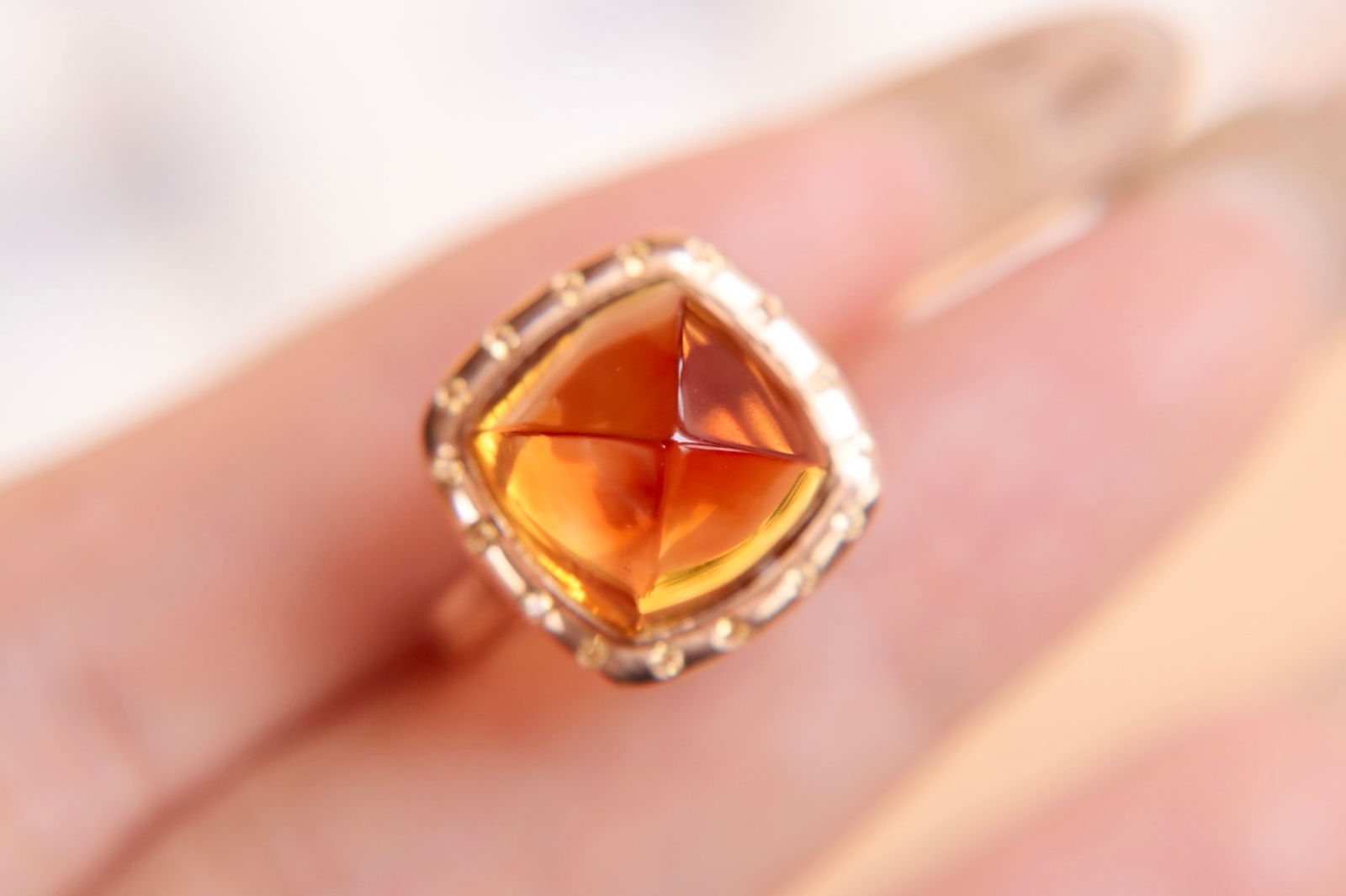 18K Gold Plated Ring with Yellow Crystal - 4