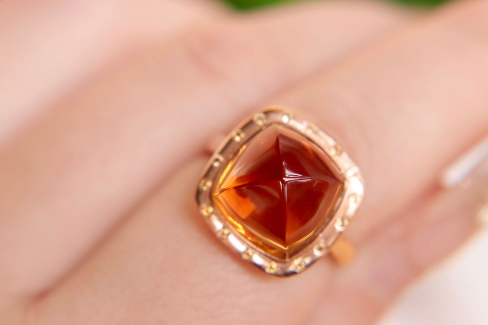 18K Gold Plated Ring with Yellow Crystal - 6