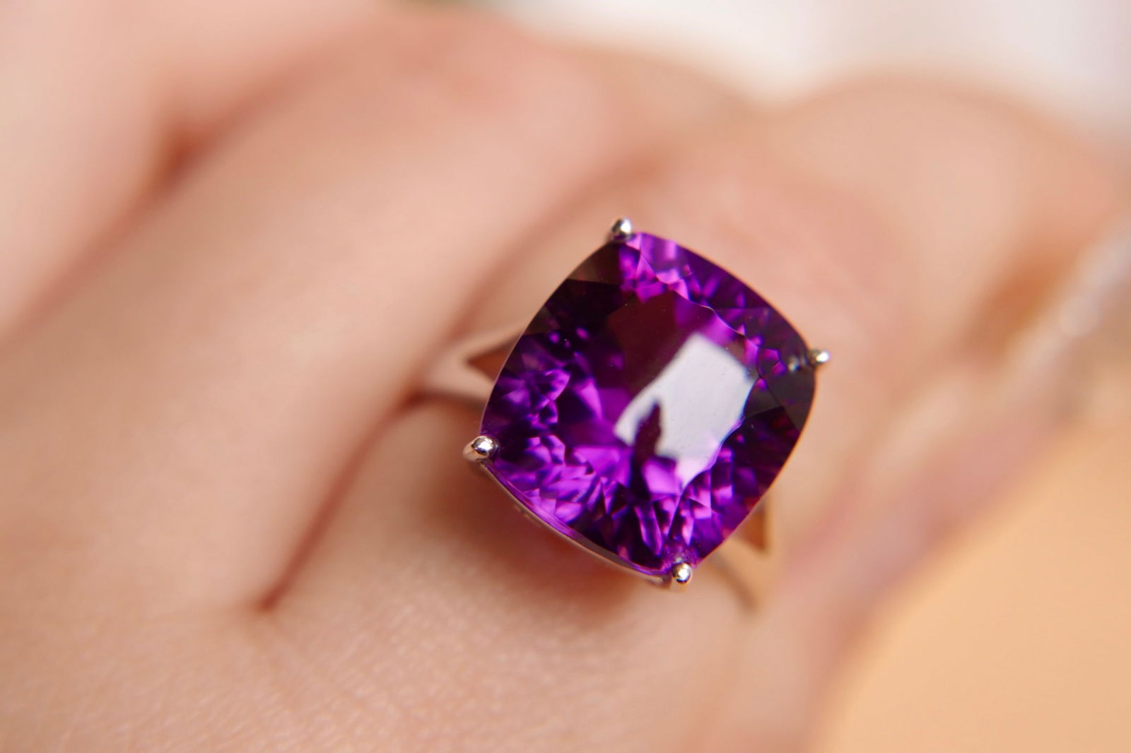 18K Gold Plated Amethyst Ring - 2