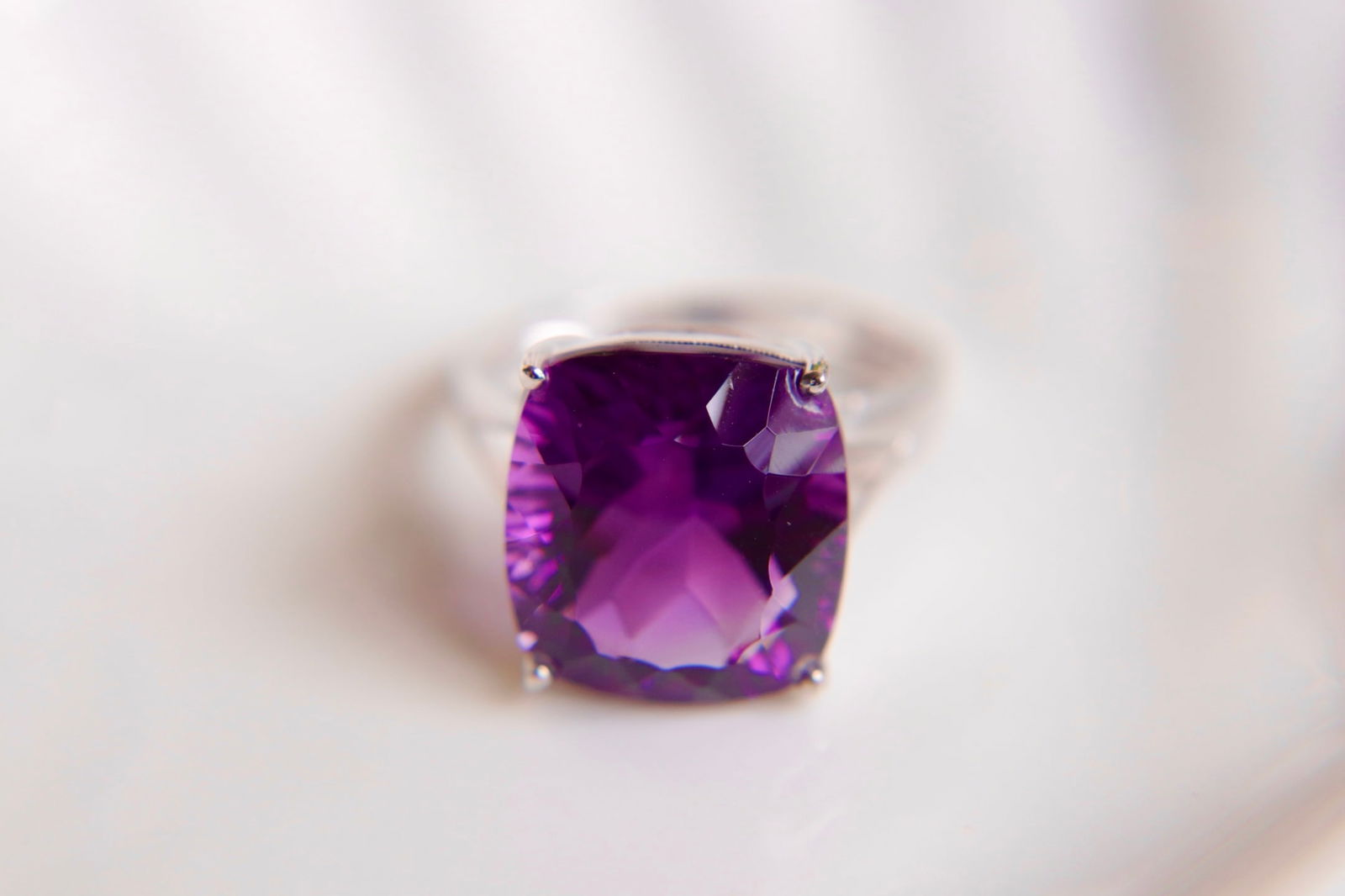 18K Gold Plated Amethyst Ring - 6