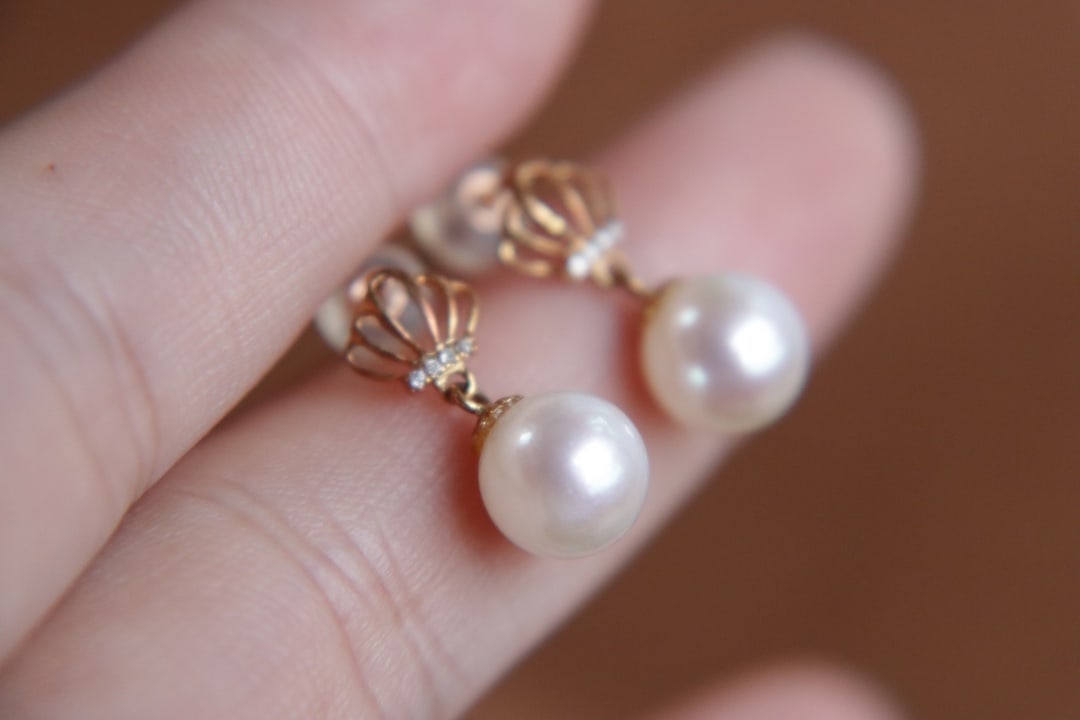 18k Gold Plated Natural Freshwater Pearl Earrings - 3