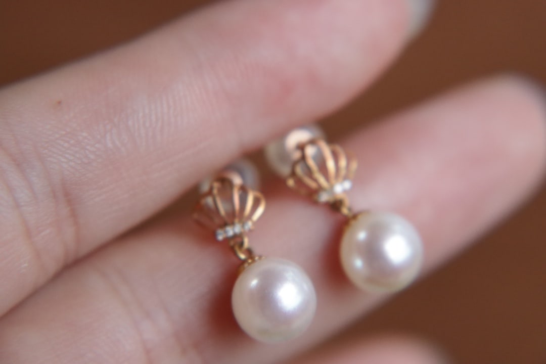 18k Gold Plated Natural Freshwater Pearl Earrings - 4