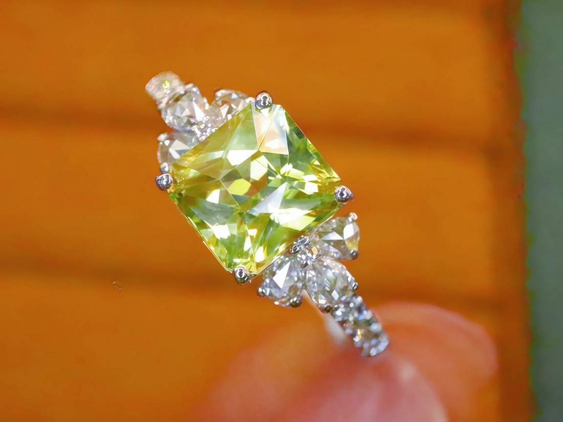 18K Gold Unheated Green Beryl Ring - 4