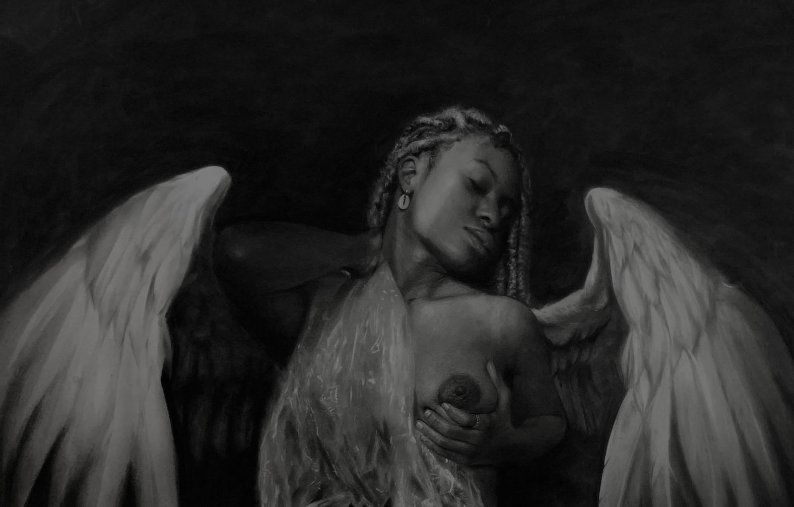 Sayeed Momoh, Ethereal Refuge - 21st Century, Contemporary, Figurative, Black and White, 2025 - 3