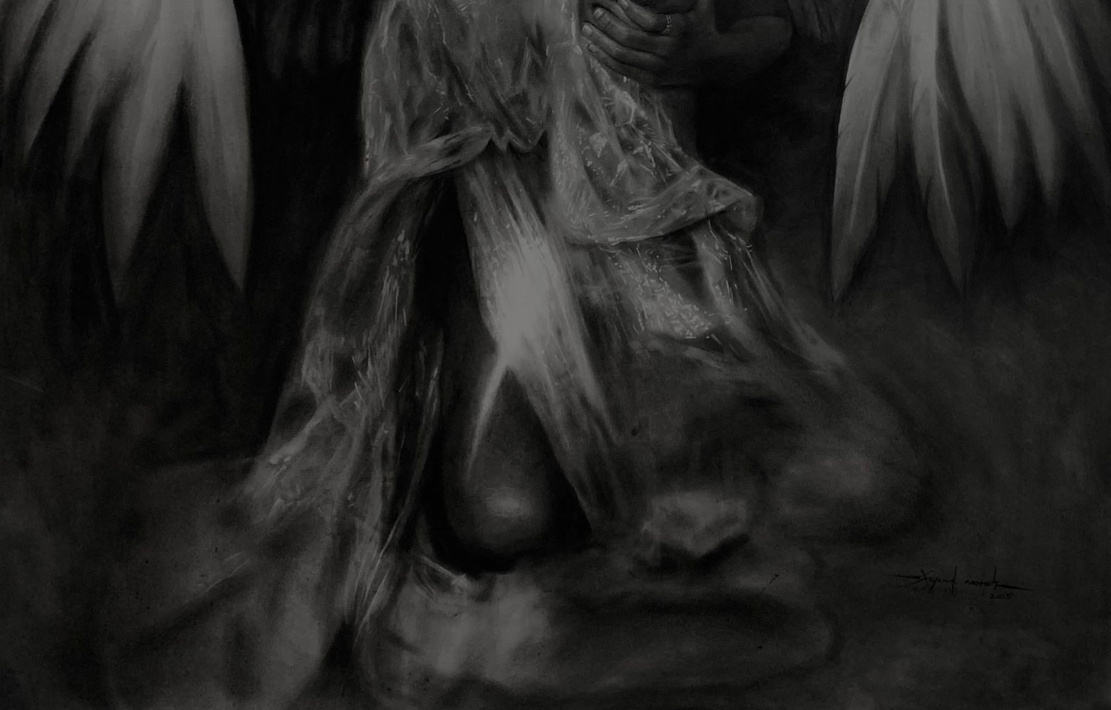 Sayeed Momoh, Ethereal Refuge - 21st Century, Contemporary, Figurative, Black and White, 2025 - 4