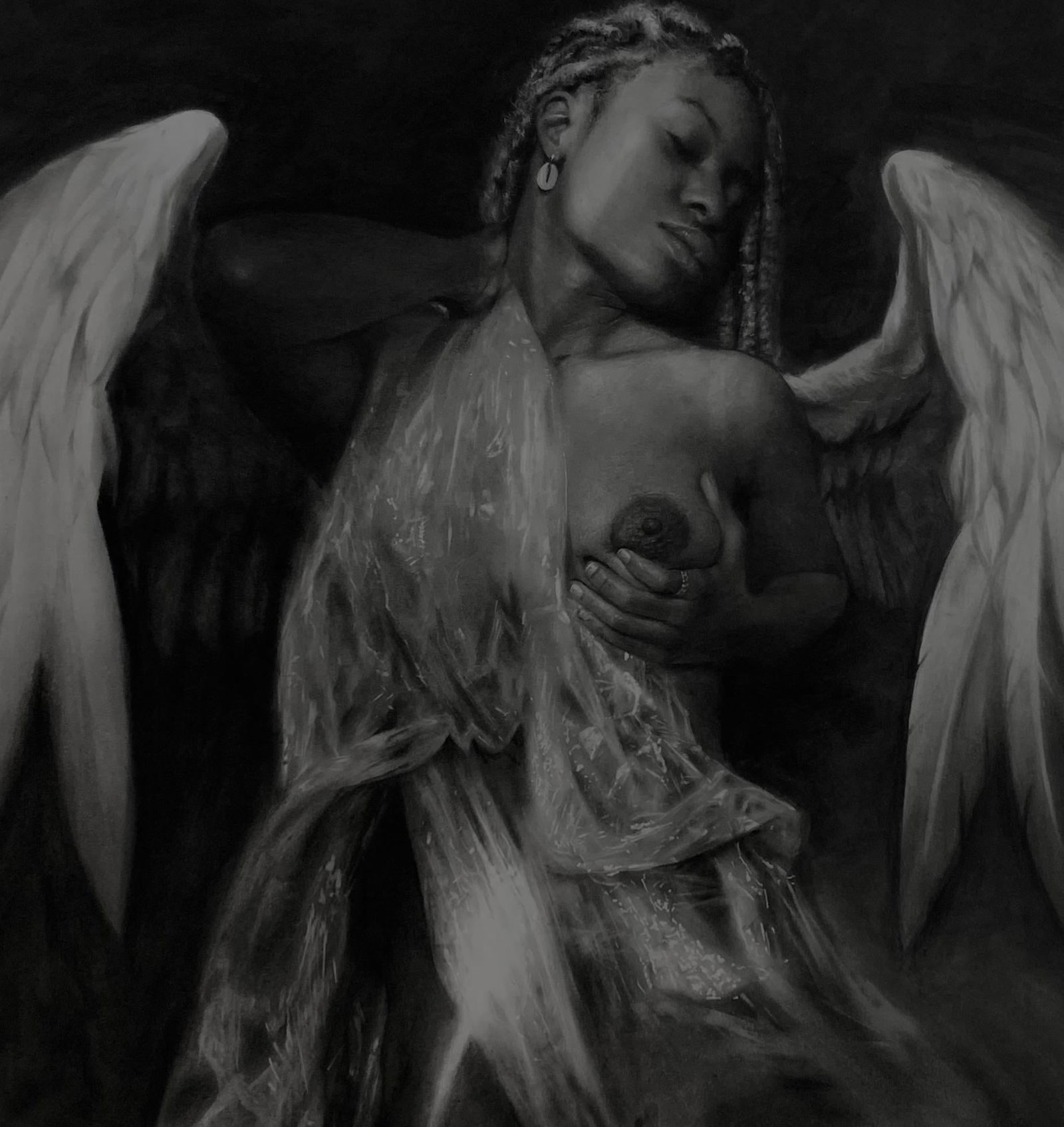 Sayeed Momoh, Ethereal Refuge - 21st Century, Contemporary, Figurative, Black and White, 2025 - 5