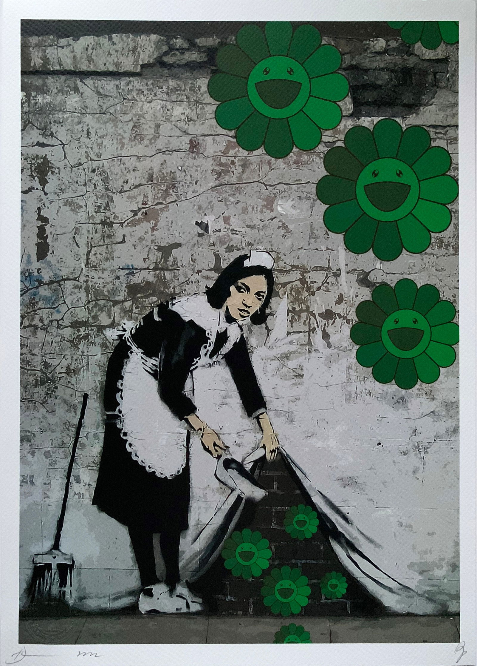 DEATH NYC Murakami Banksy: Title:DEATH NYC Murakami Banksy Date/Period:DEATH NYC Murakami Banksy Materials:Giclee on Fine art 300 gsm paper Size:17 3/4 x 12 1/2 inches Description:Artist: Death NYC, limited edition giclee on pa