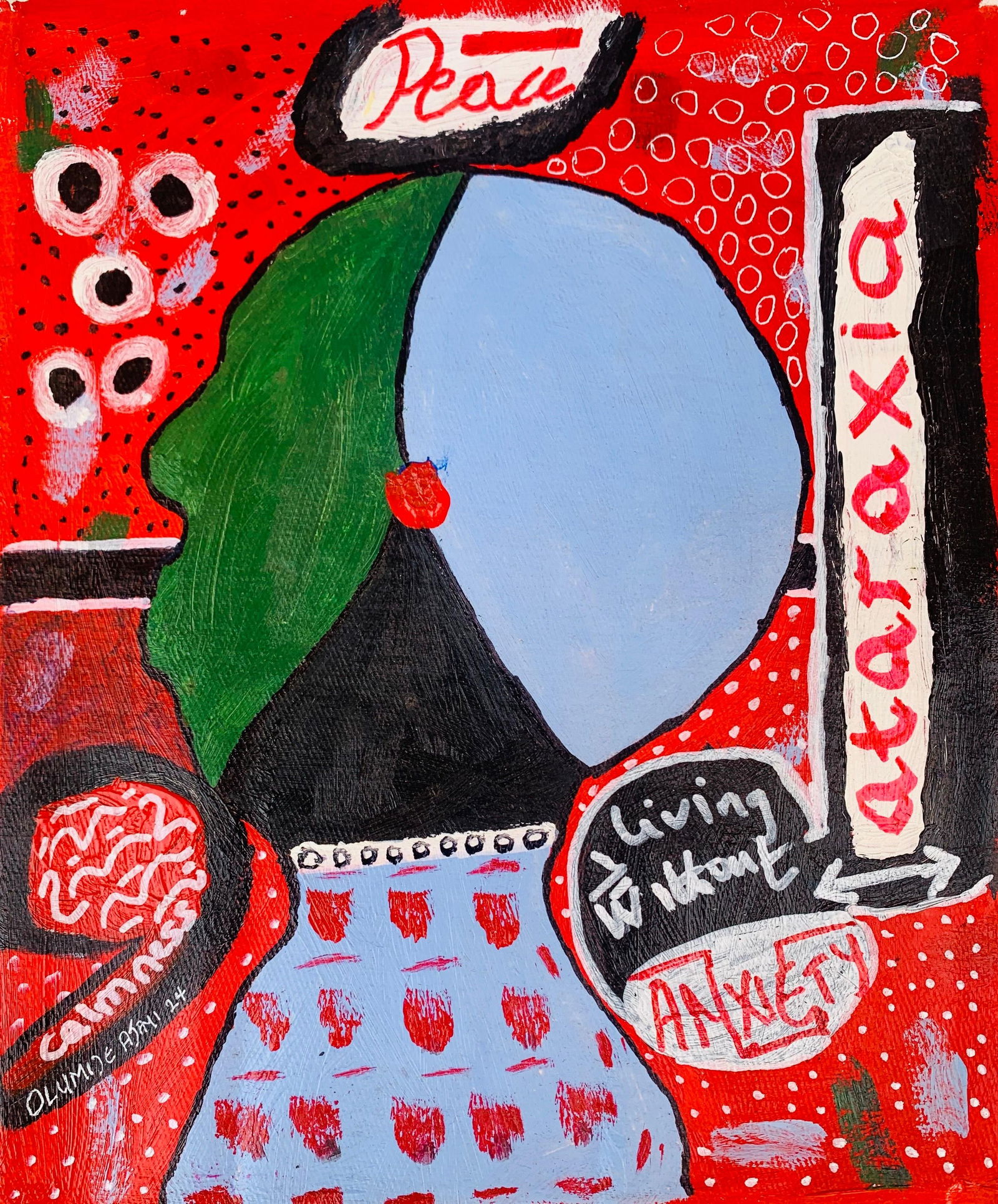 Olumide Ajayi, Ataraxia -21st Century, Contemporary, Abstract, Pop Culture, Anxiety, Miniature, 2024 - 8