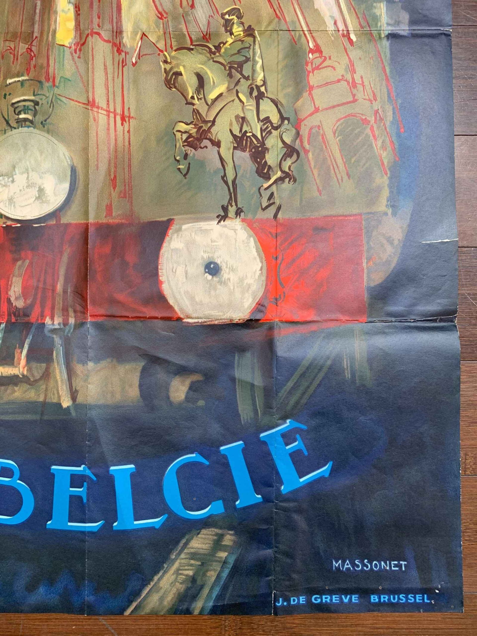 Belgian Railways - City in Train - Art Armand Massonet (1950) 24.4 x 39 Belgian Travel Poster - 5