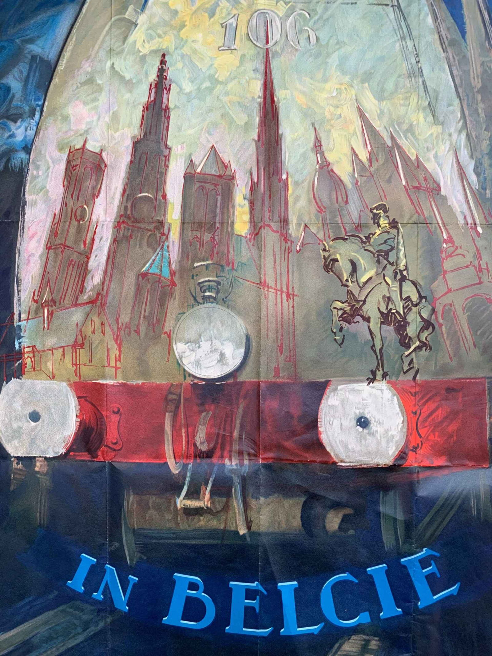 Belgian Railways - City in Train - Art Armand Massonet (1950) 24.4 x 39 Belgian Travel Poster - 6