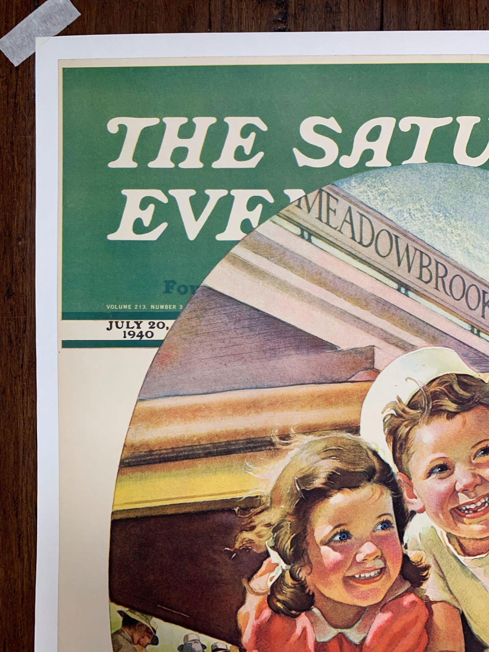 21.825x28 1940 Newstand Poster Saturday Evening Post - Art By Frances Tipton Hunter kids Riding - 2