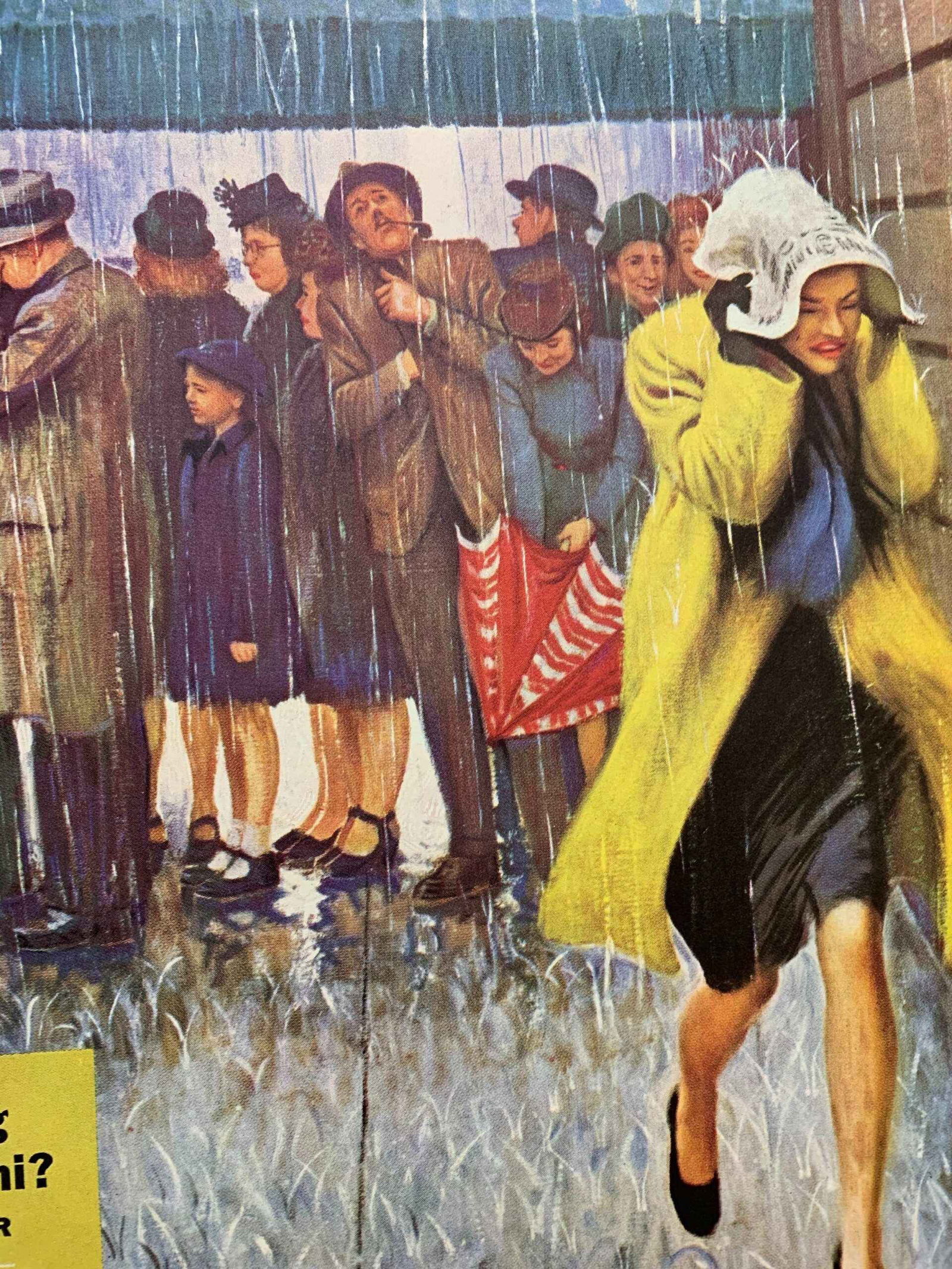 22x28 1947 Newstand Poster Saturday Evening Post - Art By John Falter rainy Wait For A Cab - 4