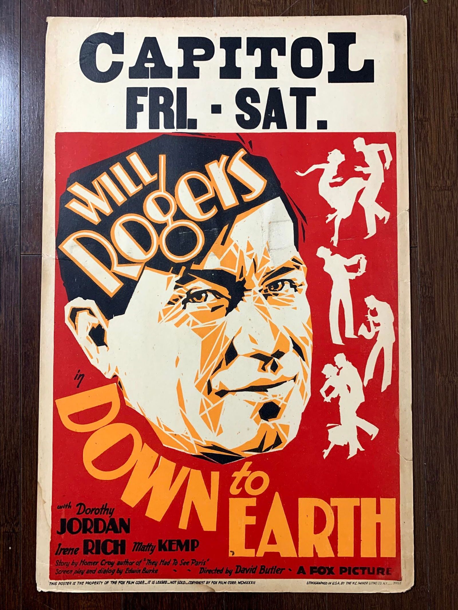 Down To Earth - Will Rogers (1932) US Window Card Movie Poster: Title: Down To Earth - Will Rogers (1932) US Window Card Movie Poster Description: Down To Earth - Will Rogers (1932) US Window Card Movie Poster, Please refer to the attached photos to determine the