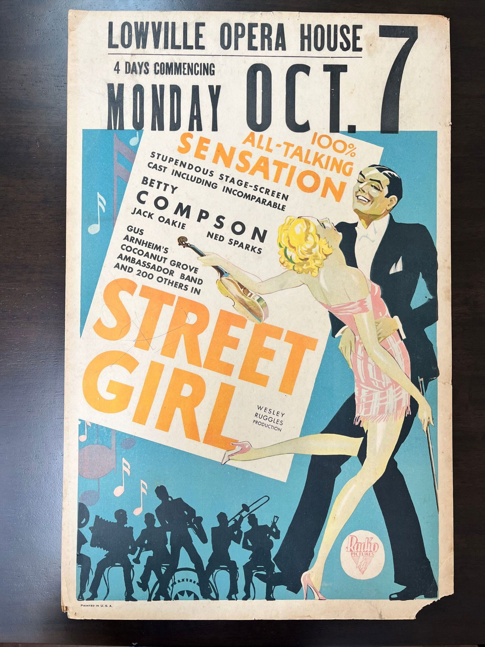 Street Girl - Betty Compson (1929) US Window Card Movie Poster: Title: Street Girl - Betty Compson (1929) US Window Card Movie Poster Description: Street Girl - Betty Compson (1929) US Window Card Movie Poster, Please refer to the attached photos to determine the