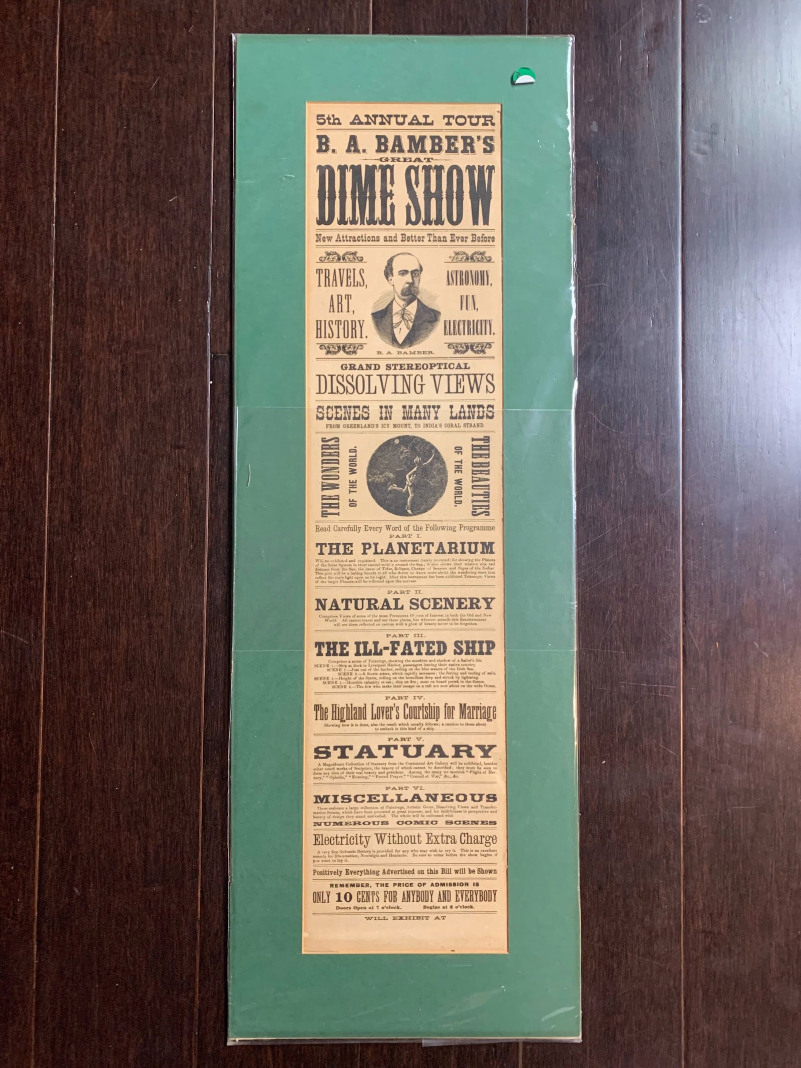 B.A. Bamber's Dime Show - The Wonders Of The World (1880) 6.5x27 US Poster