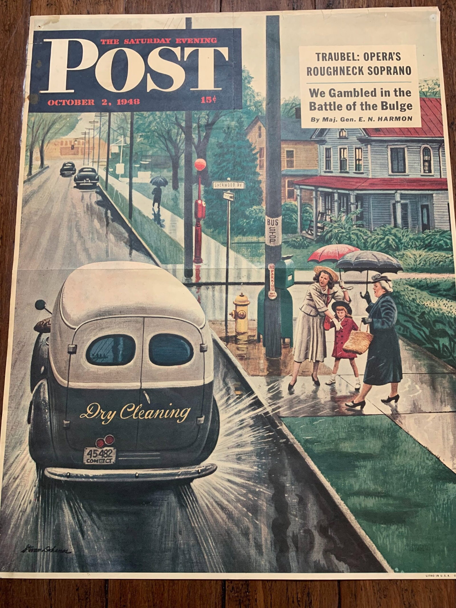 22x28 1948 Newstand Poster Saturday Evening Post - Art By Stevan Dohanos muddied By Dry Cleaning