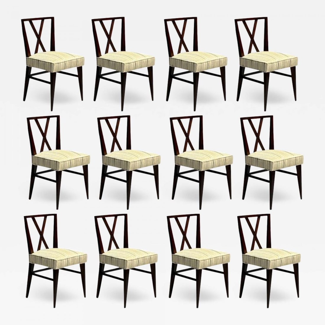 Tommi Parzinger Attrib., Mid-Century Modern, Twelve Dining Chairs, 1960s: Title: Tommi Parzinger Attrib., Mid-Century Modern, Twelve Dining Chairs, 1960s Description: Tommi Parzinger Attrib., Mid-Century Modern, Twelve Dining Chairs, 1960s Set of twelve dining room chairs.