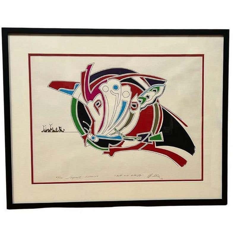 Bull and Butterfly Lithograph signed F.G.Silva: Title: "Bull and Butterfly" Lithograph signed F.G.Silva Description: This lithograph signed by F.G Silva shows a colorful combination of a bull and a butterfly referring to the ideas of strength and d