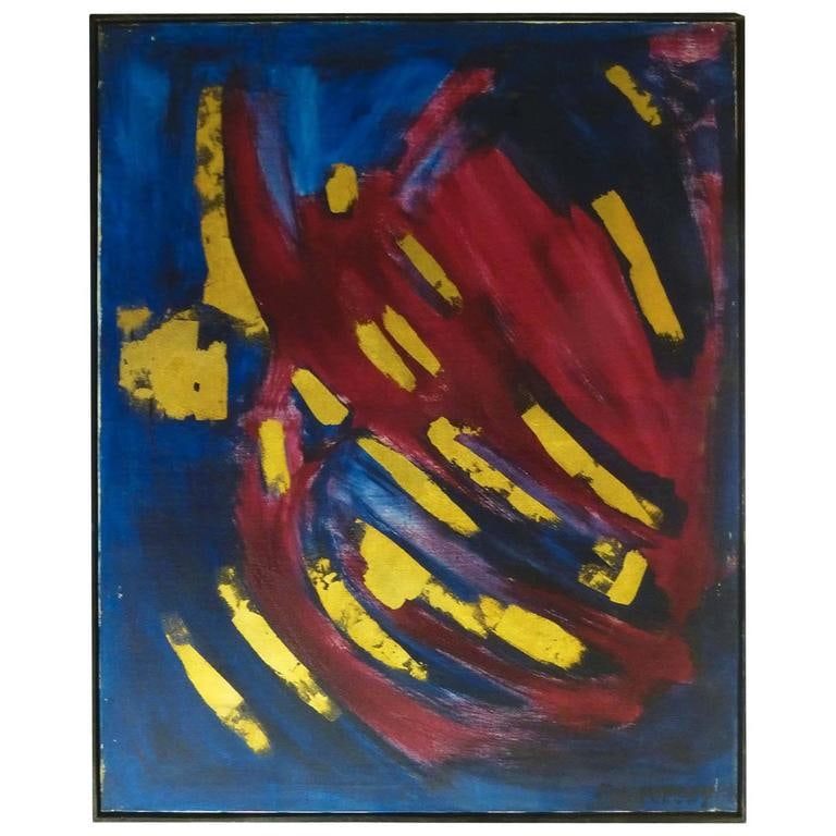 Abstract Oil on Canvas by Bert Miripolsky: Title: Abstract Oil on Canvas by Bert Miripolsky Description: Non-objective abstract oil on canvas from the estate of Bert Miripolsky, American artist Miripolsky studied painting at Chicago Art Instit