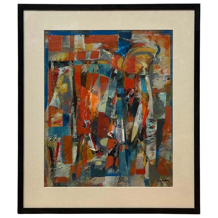Colourful Red, Blue and Yellow Abstract Painting by Vahan Yervadyan (1 of 11)